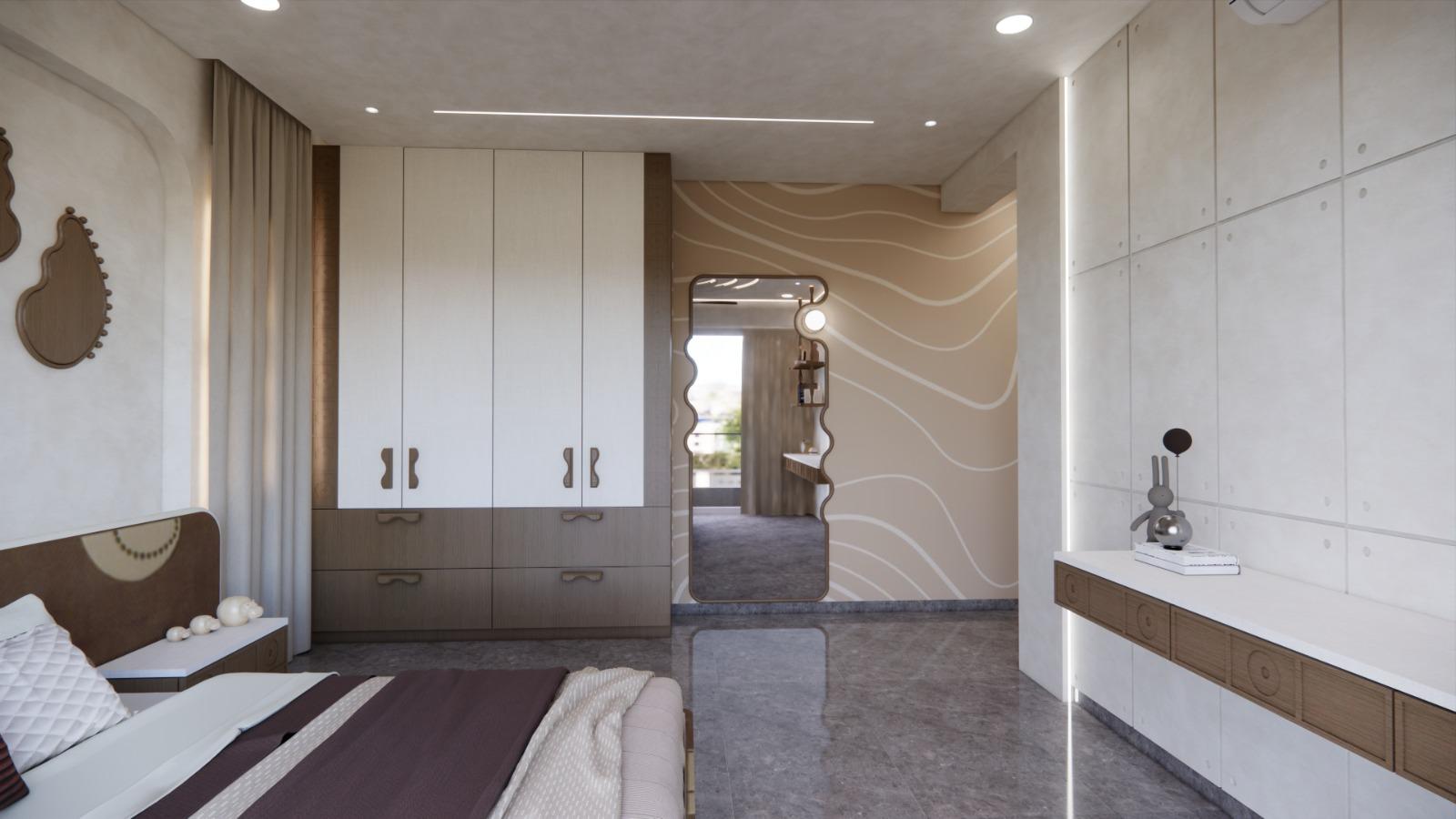 Dressing mirror toward the contour corridor